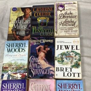 Nine Romance Paperback Book Lot - Assorted Covers with Floral & Coastal Art#3